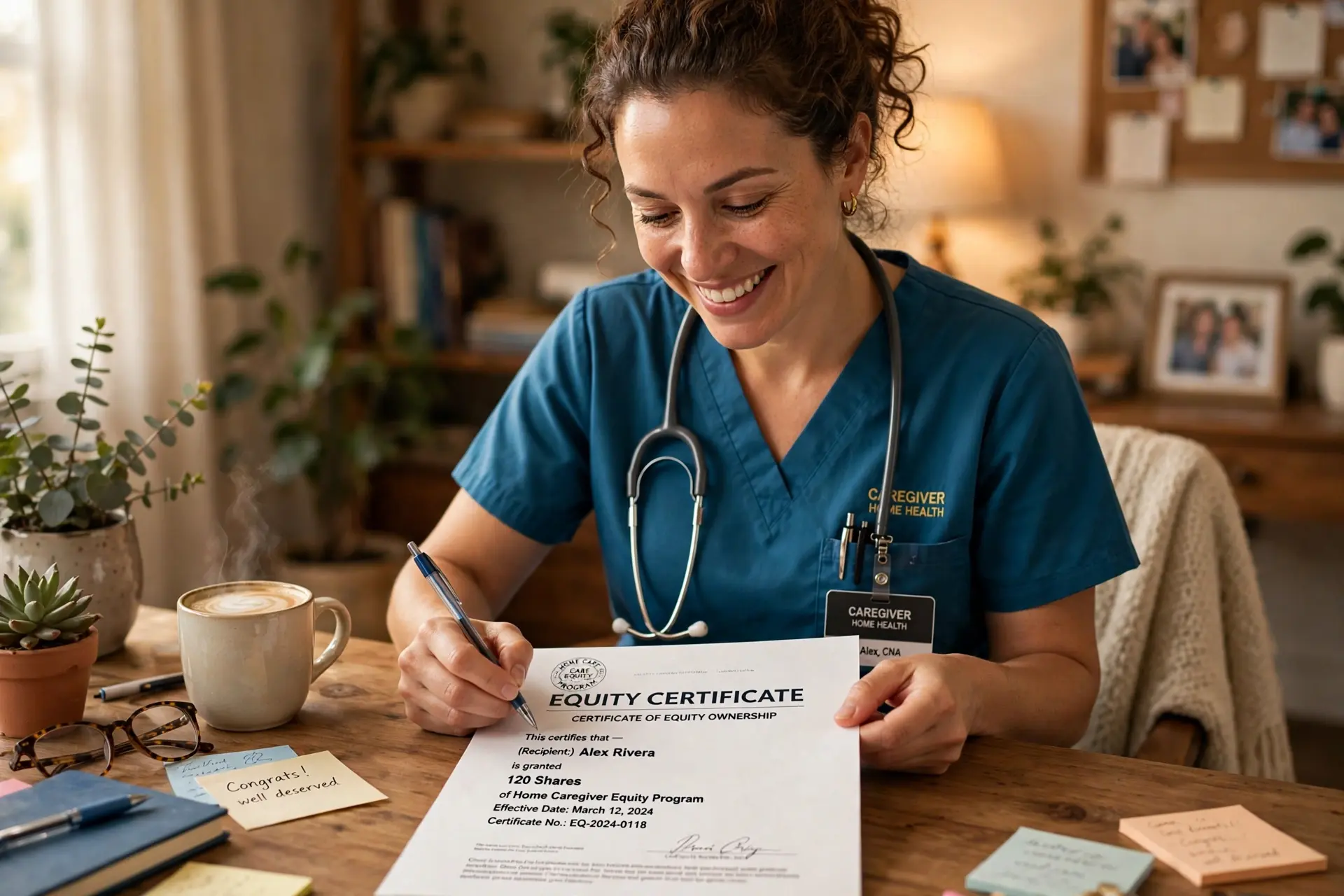 A caregiver reviewing her Care Ambassador documents